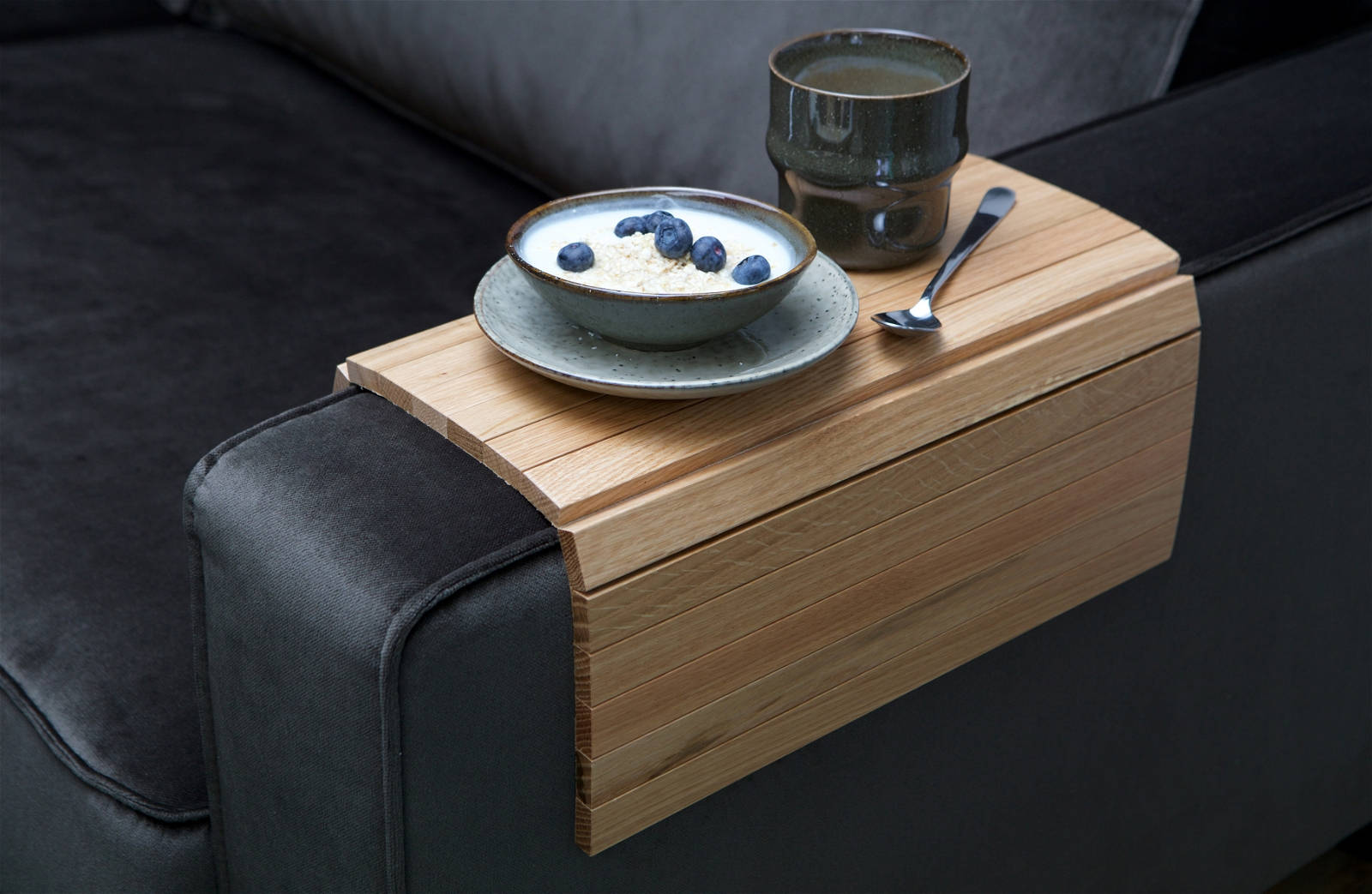 Bakke Til Armlæn Woood Armrest 45 Cm   Universel Sofa-bakke   Fsc-eg Natur Med Filtbeskyttelse