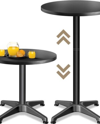 Barbord   Sort Aluminium  ø60cm  Højdejusterbart