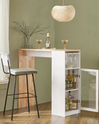 Barbord   Tidløst Design  108x40x105 Cm  Hvid Og Naturfarvet