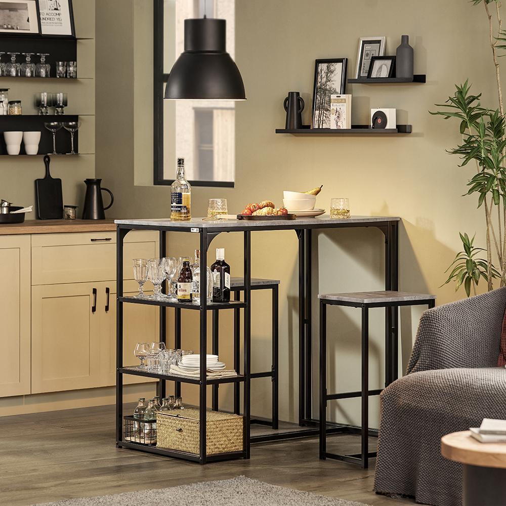 Barbord Med   Taburetter   Barstole  Industrielt Look  Greige