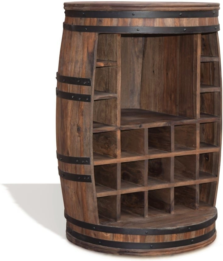 Barskab Obuzi Rosey-dee Rustic Vintønde ø65 H90 Cm Massivt Rosentræ Plads Til 21 Flasker Mørk Natur Sort