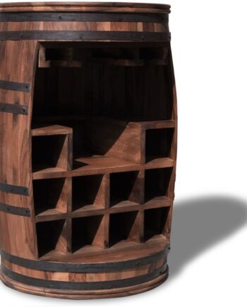 Barskab Obuzi Rosey-say Rustic   Massivt Rosentræ   Vintønde Til 10 Flasker   Vinglas  Mørk Natur Sort D55ã H80 Cm