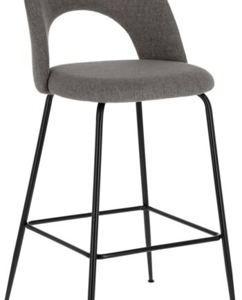 Barstol Højbordstol Kave Home Mahalia   Mørkegrå Stof  Sort Stålstel  Moderne Nordisk Design