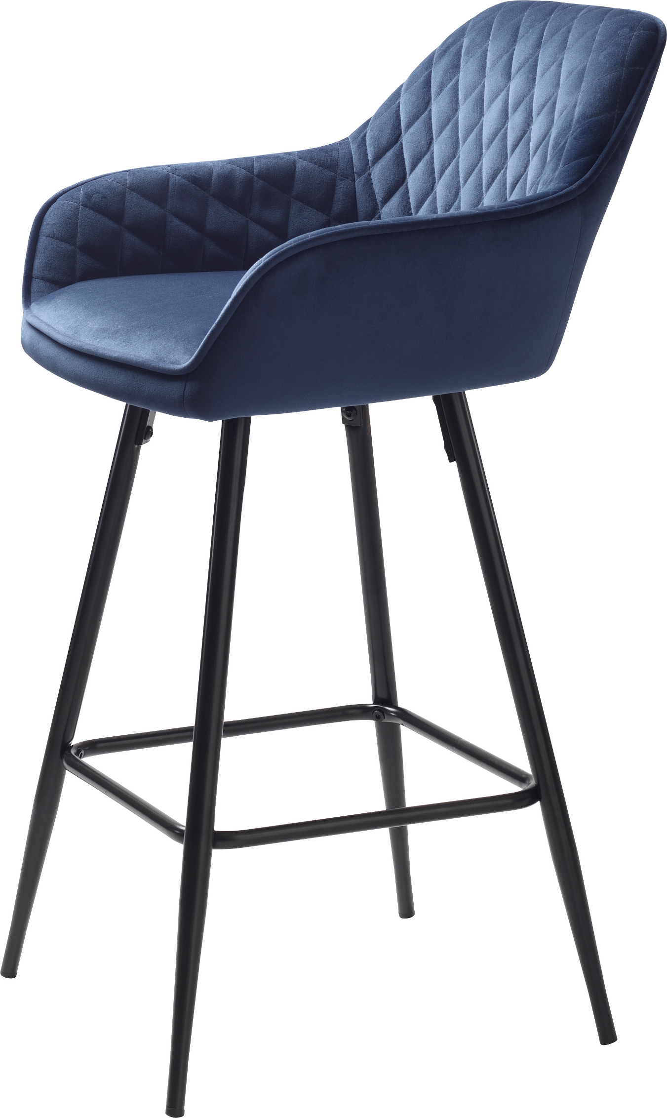 Barstol Nordique Design Milton   Skandinavisk Blå Fløjl  Høje Armlæn   Sorte Metalben