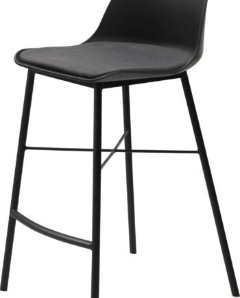Barstol Nordique Design Whistler   Sort Plastikskal Med Grå Polyesterpude  Metalben  H93ã B48 Cm