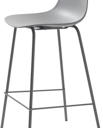 Barstol Nordique Design Whitby Grå Plastskal   Metalben H92ã B40 Cm