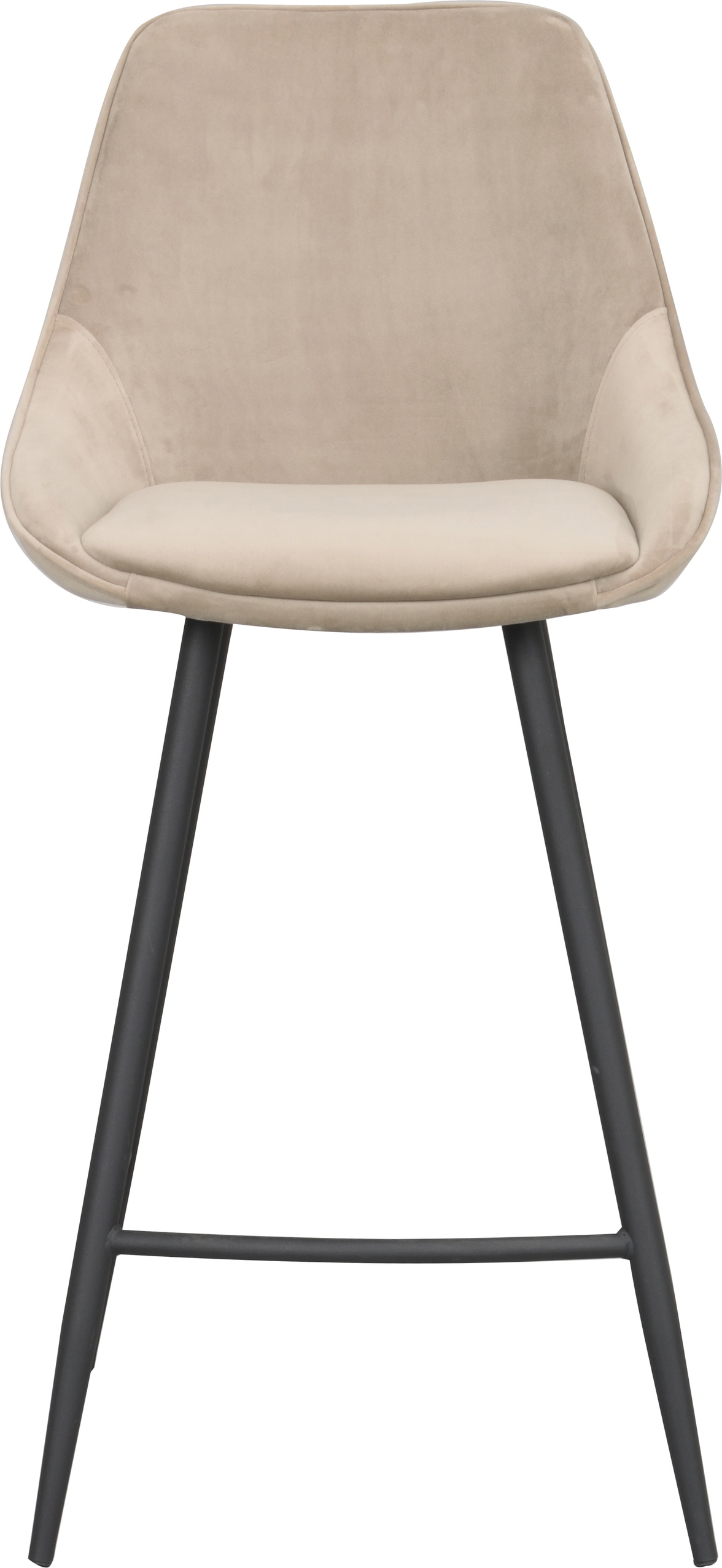 Barstol Rowico Sierra Velour Beige Med Sort Metalstel Høj Ryg Og Integreret Fodstøtte H97 Cm