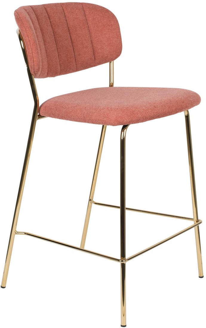 Barstol Studio White Jolien   Rødbrun Polstret Nylon Polyester Stol Med Stålramme  H89 Cm