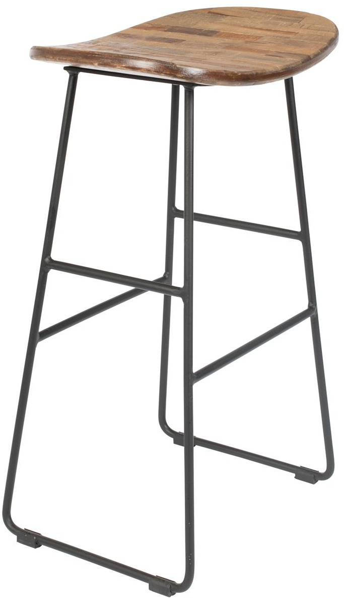 Barstol Tangle Fra Studio White  Teak Sæde   Stålbund  Mørkegrå