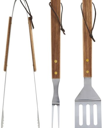 Bbq Værktøjssæt   Grillredskaber Nicolas Vahé     Dele Grilltang  Paletkniv   Gaffel   Akacietræ Og Rustfrit Stål 36   Cm