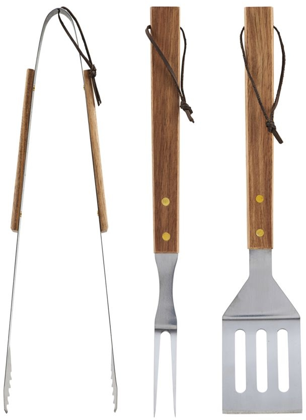 Bbq Værktøjssæt   Grillredskaber Nicolas Vahé     Dele Grilltang  Paletkniv   Gaffel   Akacietræ Og Rustfrit Stål 36   Cm