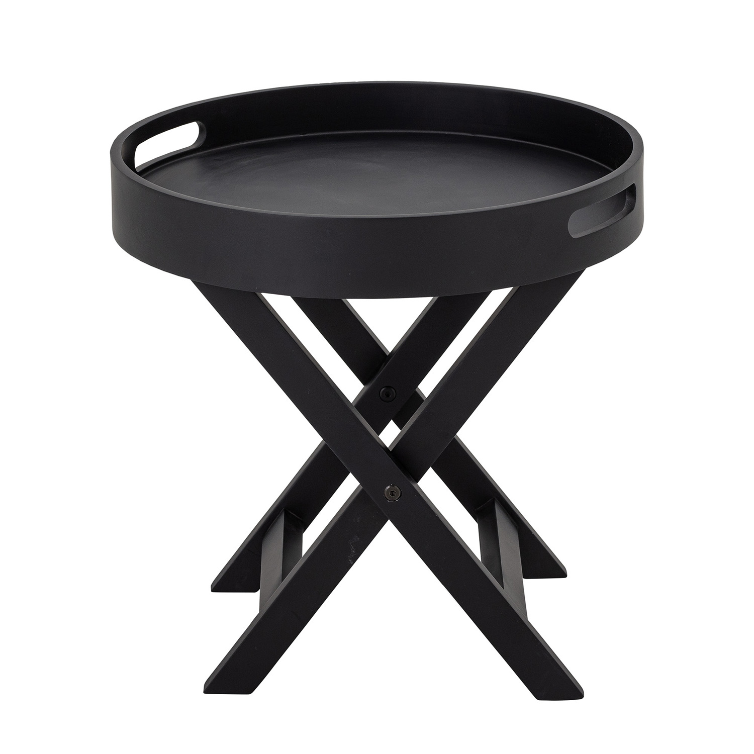 Bloomingville Freya Sidebord  Foldbar     Aftagelig Bakke  Rund Sort Gummitræ    40