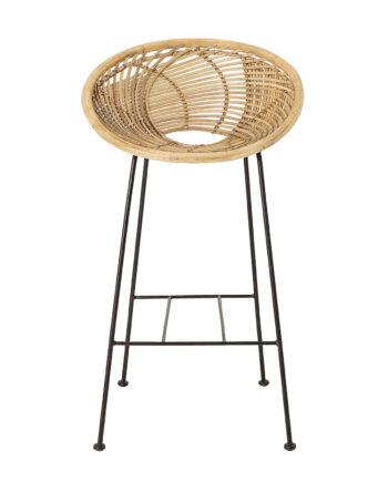 Bloomingville Yonne Barstol     Ryglæn Natur Rattan Og Jern