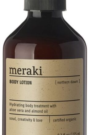 Bodylotion Meraki Northern Dawn   økologisk Hudlotion Med Mandelolie   Kakaosmør  Cosmos Organic  Duft Af Appelsin   Cedertræ  Sort Flaske ø6ã 16 Cm
