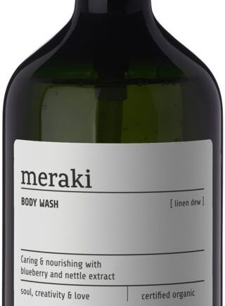 Bodywash Meraki Linen Dew Brusegel   økologisk Cosmos Organic  Blåbær   Brændenælde  Pebermynte   Patchouli