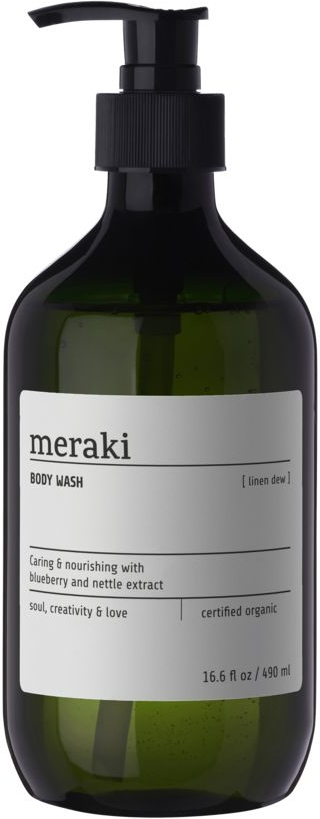 Bodywash Meraki Linen Dew Brusegel   økologisk Cosmos Organic  Blåbær   Brændenælde  Pebermynte   Patchouli