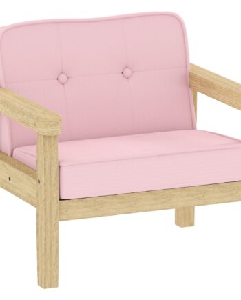 Børnelænestol Sofa Med Fløjlslook  Ben   Massivt Træ  Skumhynde  Børnestol Til Børneværelse Legerum  46     44   45 Cm  Til Børn  -  år  Pink