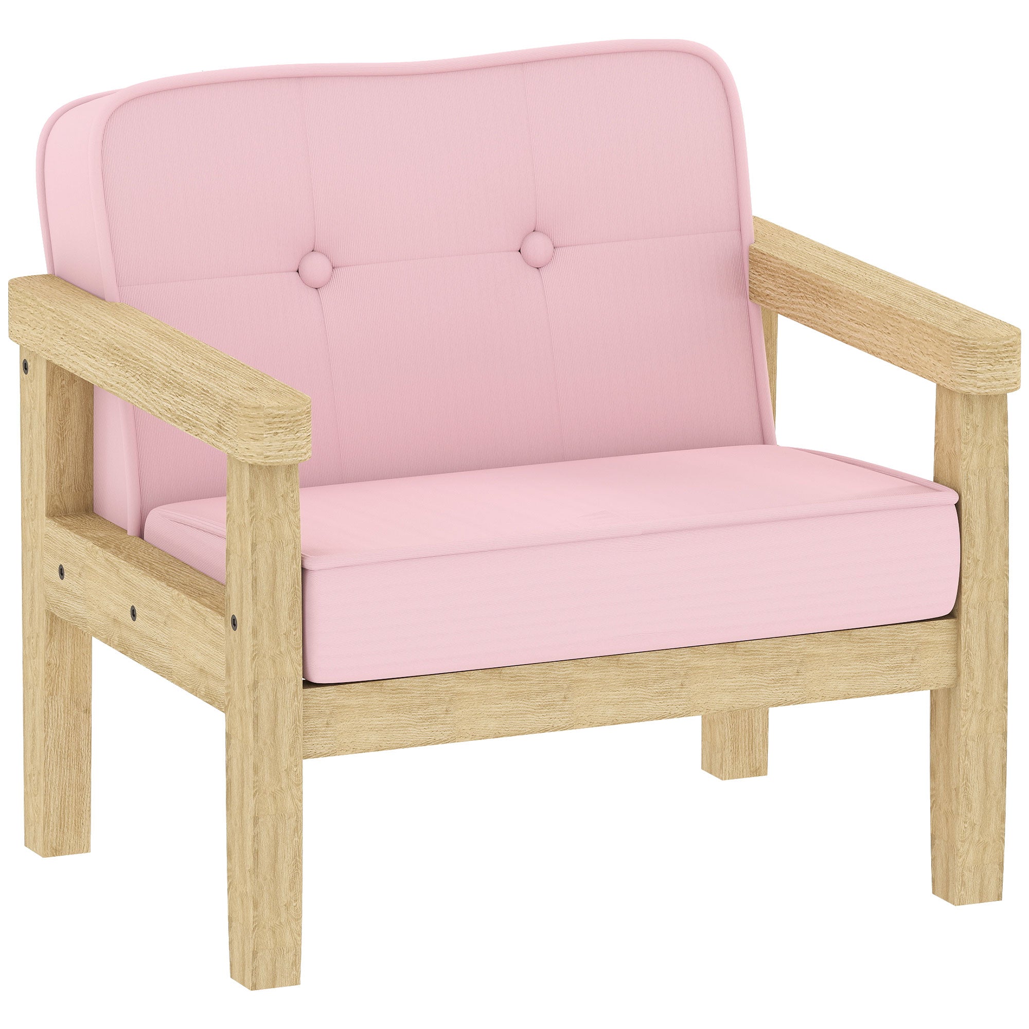 Børnelænestol Sofa Med Fløjlslook  Ben   Massivt Træ  Skumhynde  Børnestol Til Børneværelse Legerum  46     44   45 Cm  Til Børn  -  år  Pink