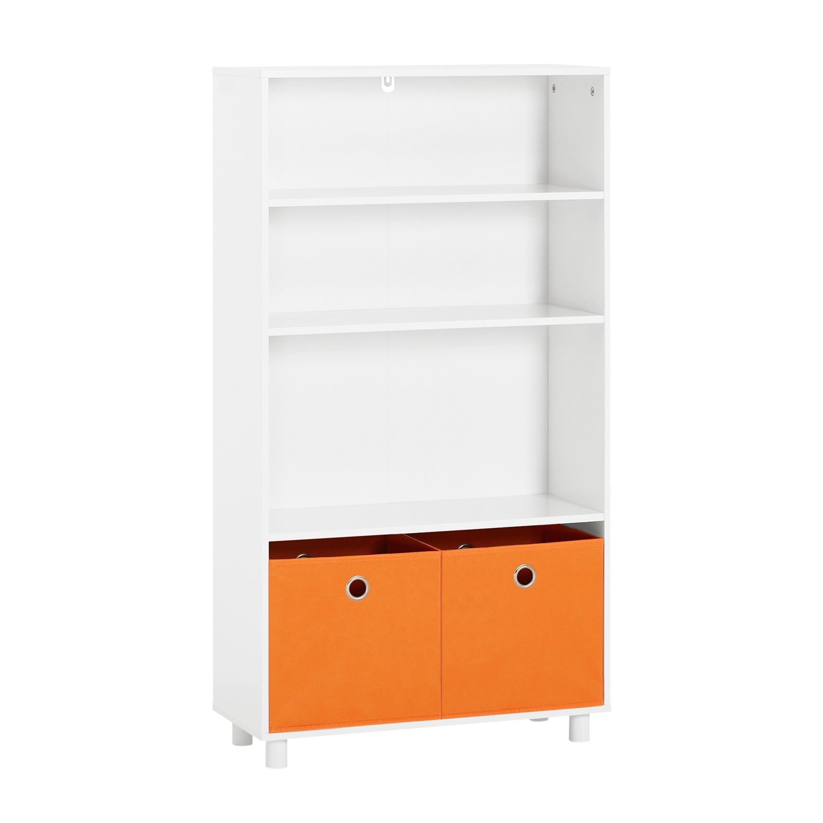 Børnereol Med Orange Kasser  25x110x61 Cm  Hvid