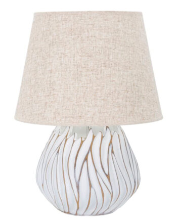 Boho Chic Bordlampe   Hvid  Polyresin  Metal Og Stof   35x48 Cm