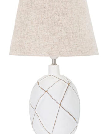 Boho Chic Bordlampe   Hvid  Polyresin  Metal Og Stof   35x60 Cm