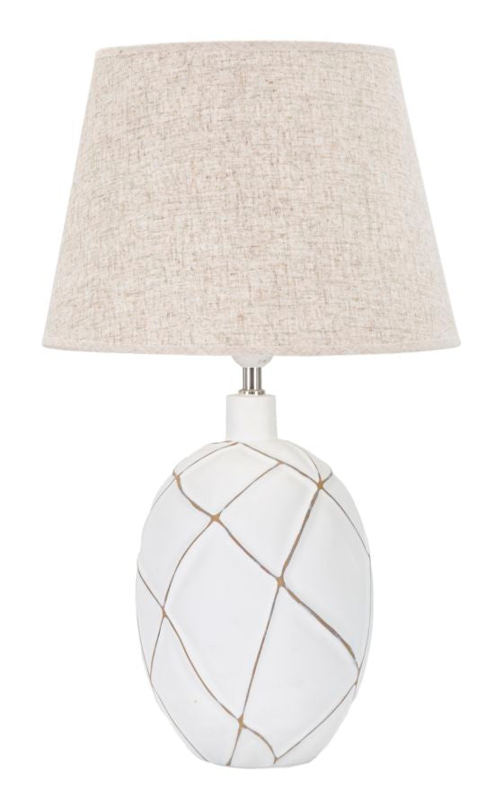 Boho Chic Bordlampe   Hvid  Polyresin  Metal Og Stof   35x60 Cm