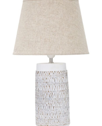 Boho Chic Bordlampe   Hvid  Polyresin  Metal Og Stof   35x60x5 Cm