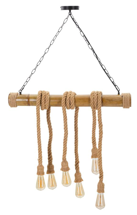 Boho Chic Lampe   Bambus Og Reb   80x15x120 Cm