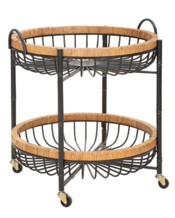 Boho Chic Sidebord   Jern Og Rattan   57x55x5 62x5 Cm