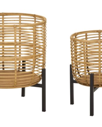 Boho Chic Vaser   Rattan Og Jern   41x47 Og 33x39 Cm