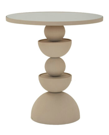 Bord   Creme  Jern Og Glas   45x49x5 Cm