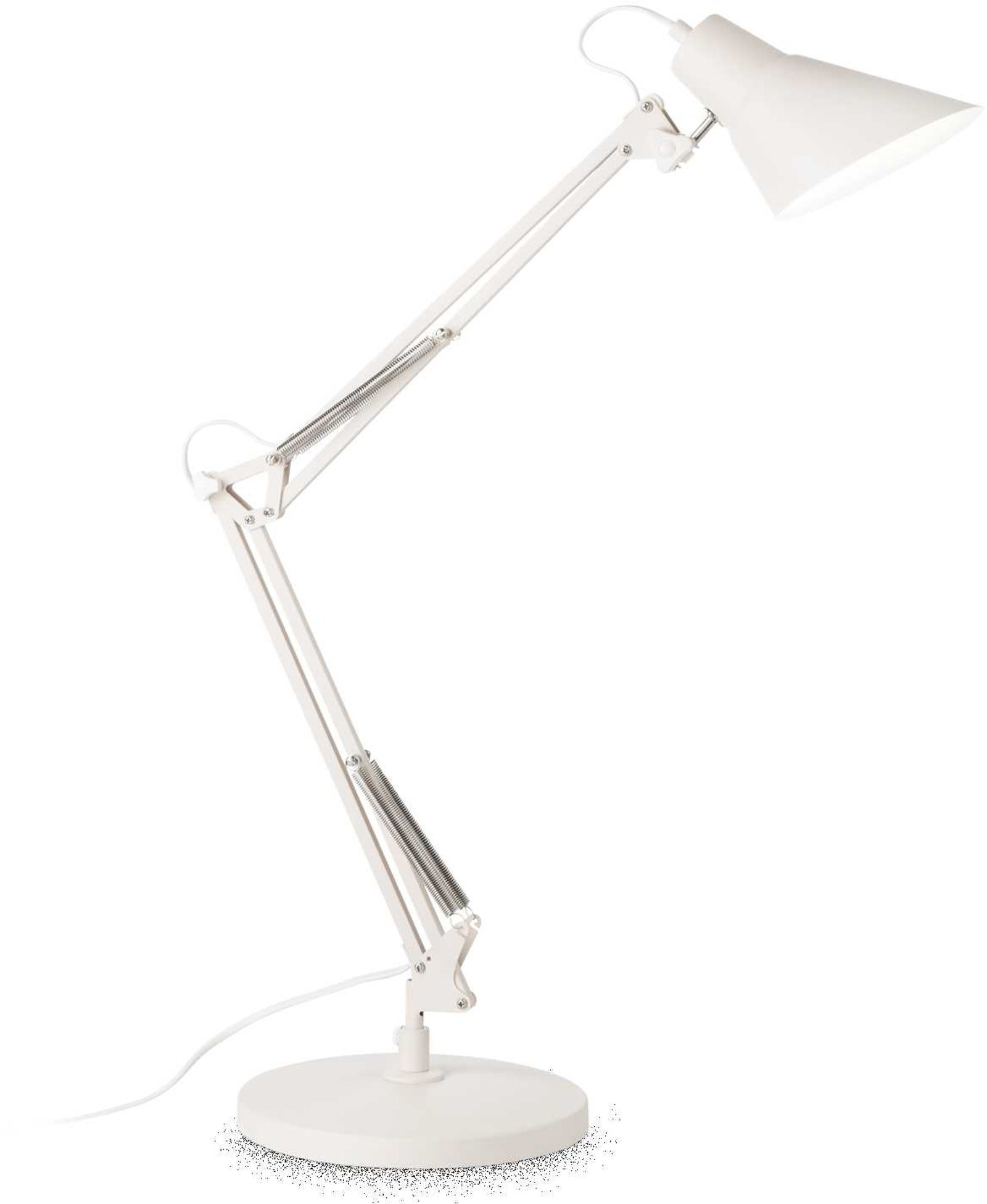 Bord- Og Læselampe Ideal Lux Sally Hvidlakeret Metal Justerbar Arm ø20 Cm Base H58 Cm E27 Fatning