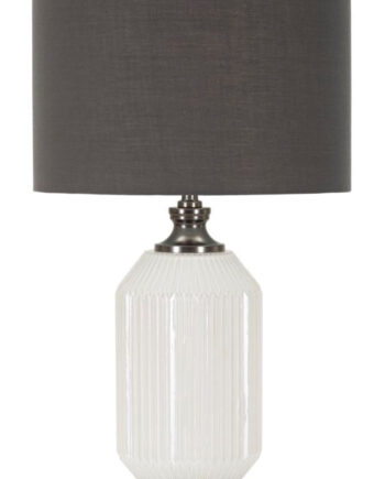 Bordlampe   Glas  Jern Og Stof   37x5x65 Cm