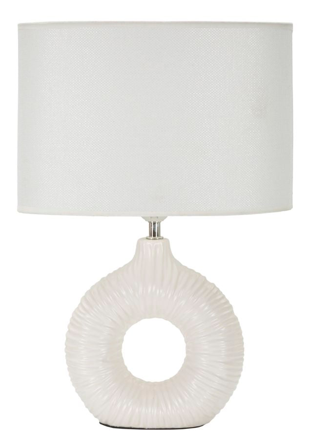 Bordlampe Hvid Keramik Jern Og Stof 28x5x15 Cm