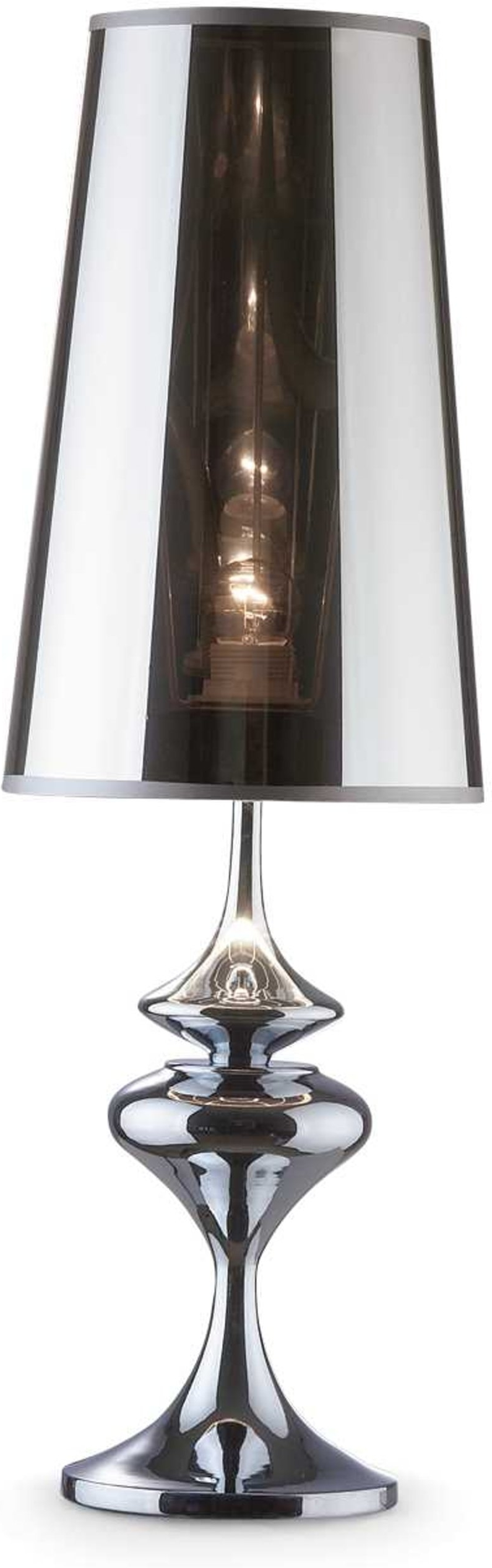 Bordlampe Ideal Lux Alfiere ø22   H68   Cm Krom Med Halvtransparent Pvc-skærm Og E27-fatning