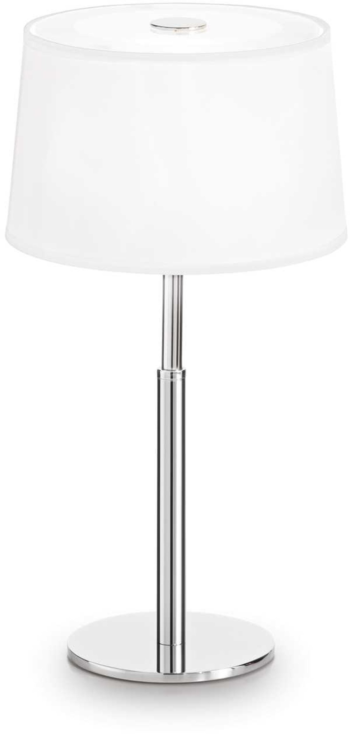 Bordlampe Ideal Lux Hilton ø18   35 Cm Hvid Krom Med Glas Og Stofskærm