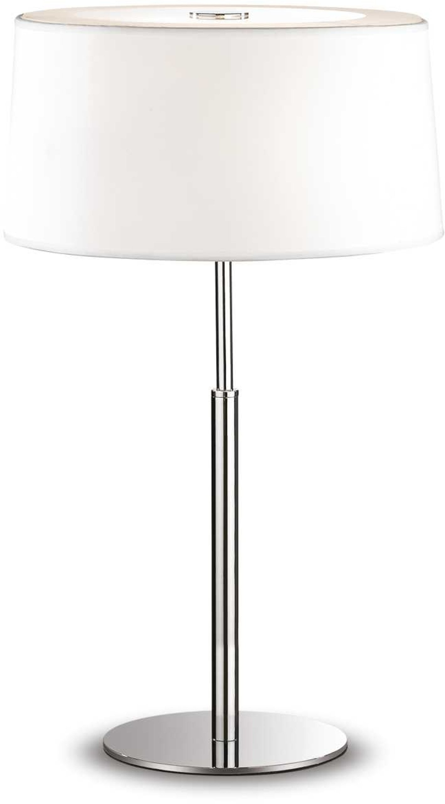 Bordlampe Ideal Lux Hilton ø30   H49 Cm Hvid Krom Med Sandblæst Glas