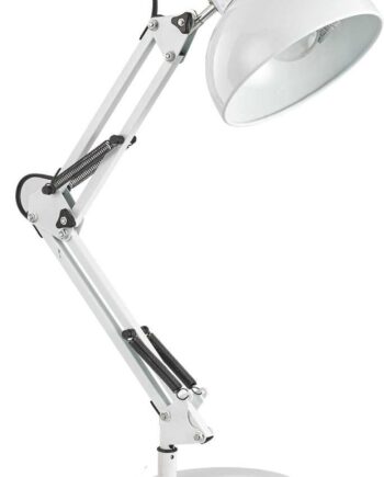 Bordlampe Ideal Lux Kelly   Hvid Metal Skrivebordslampe Med Fleksibel Arm  ø150 Mm Base  Ip20  E27-fatning  42w