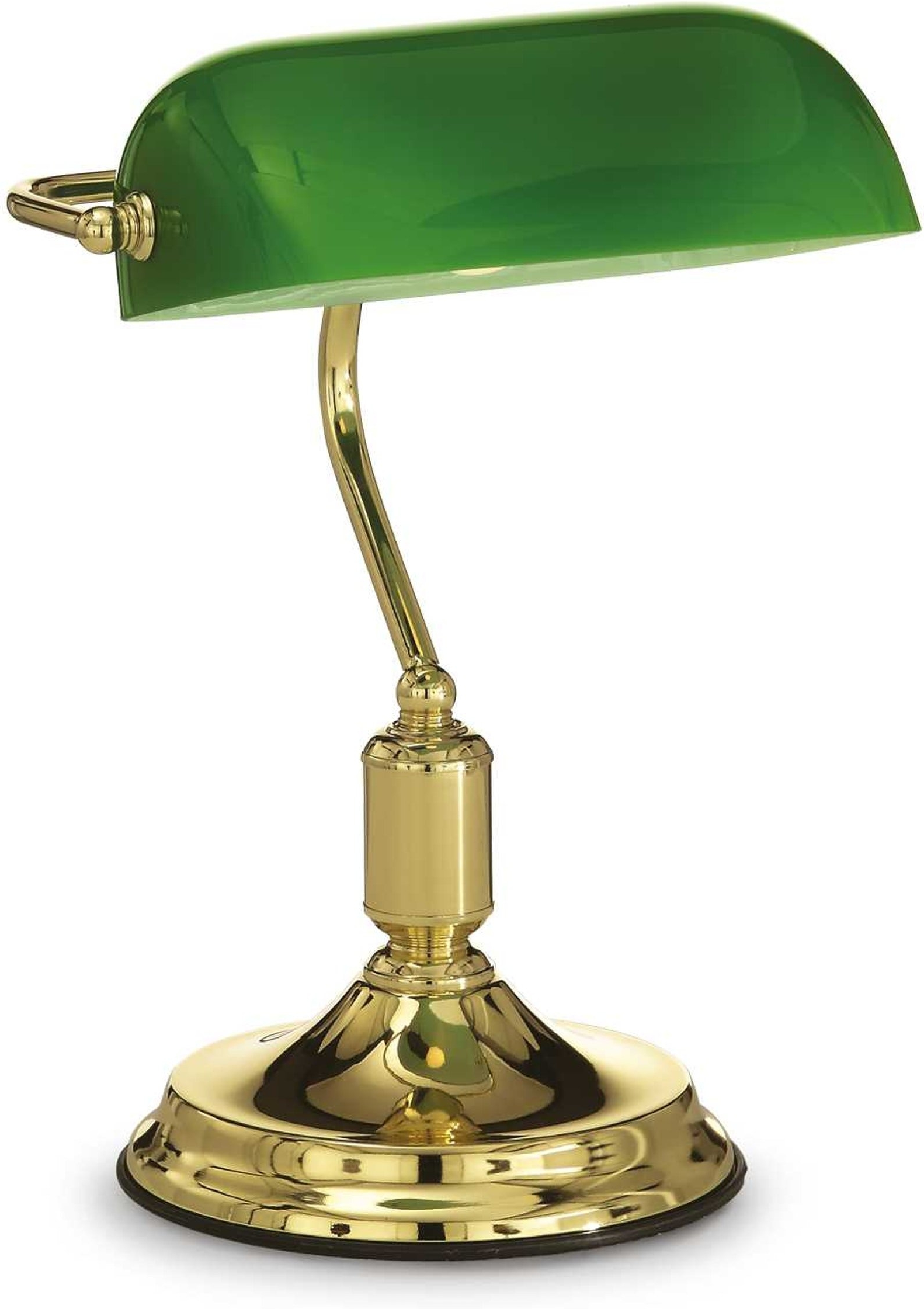 Bordlampe Ideal Lux Lawyer Messingfinish Med Blæst Overlay Glas ø26   H38 Cm E27