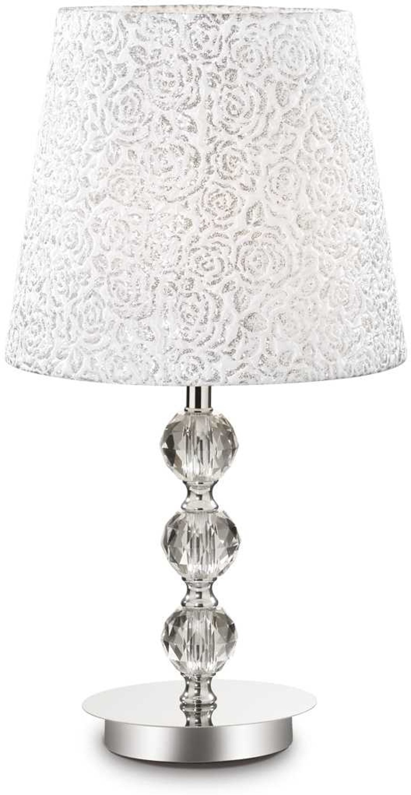 Bordlampe Ideal Lux Le Roy Krom ø25   H46   Cm Med E27-fatning  Metal  Glas  Stof