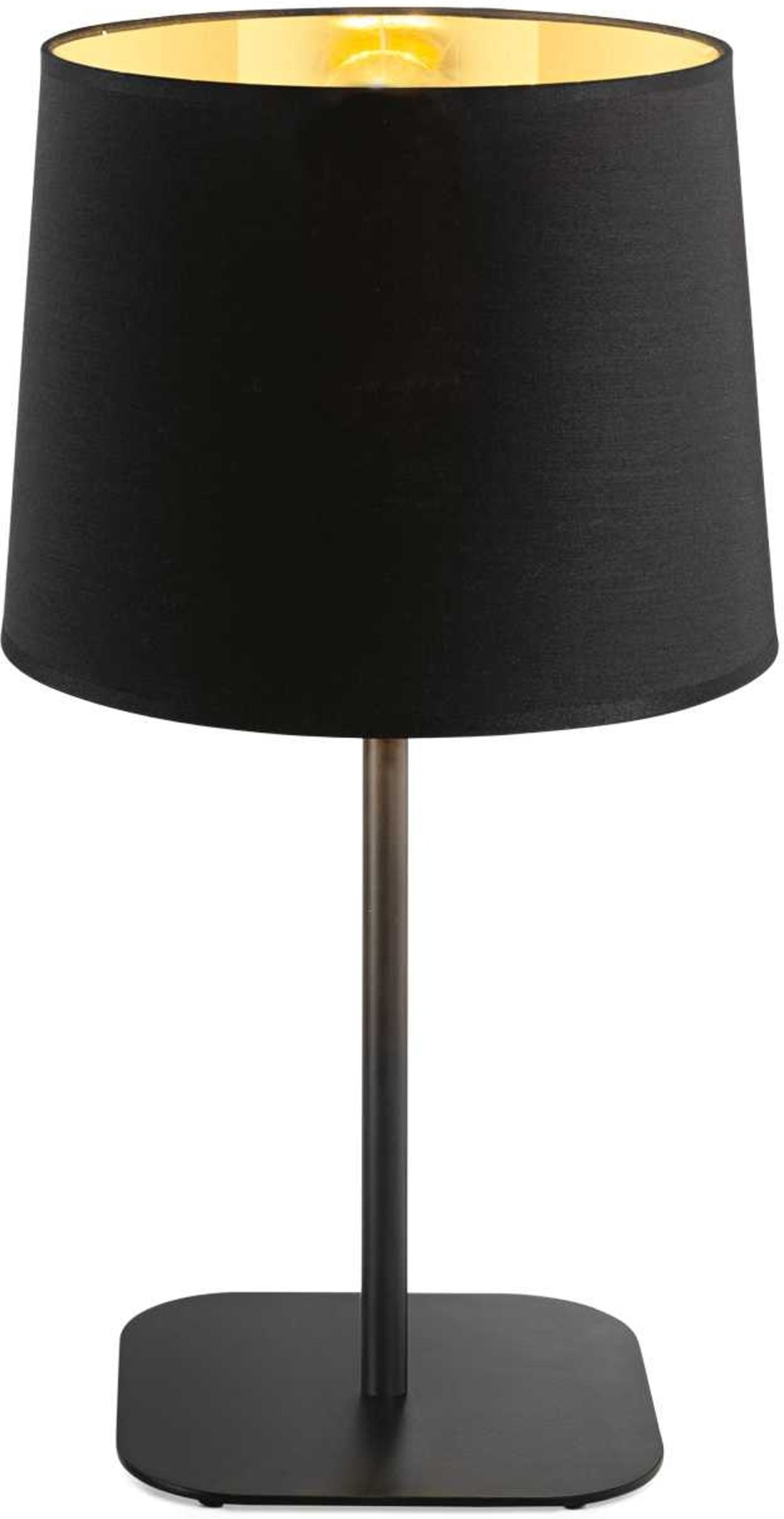Bordlampe Ideal Lux Nordik Matsort Metal Med Gylden Pvc-skærm ø26   H48 Cm
