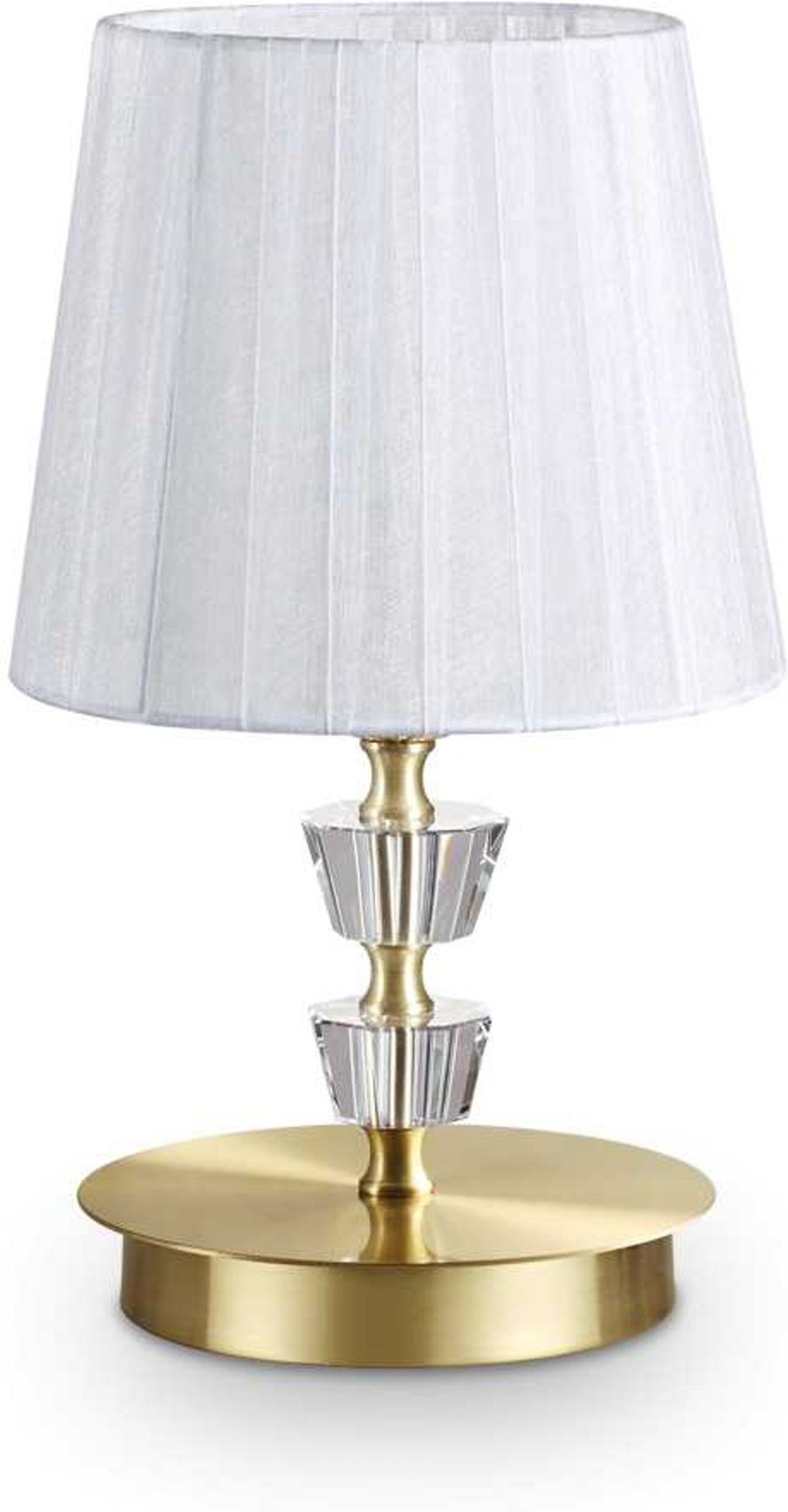 Bordlampe Ideal Lux Pegaso Messing Glas Med Stofskærm ø18 H30 Cm