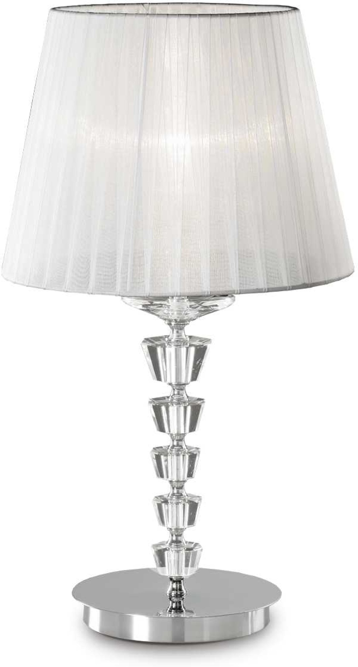 Bordlampe Ideal Lux Pegaso ø30   H55 Cm E27 Organza Skærm Forkromet Satin Messing