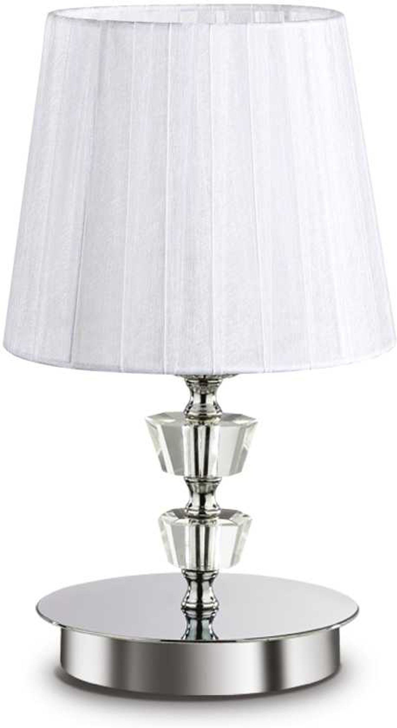 Bordlampe Ideal Lux Pegaso ø18   H30 Cm Metal Glas Stof Hvid Krom E14