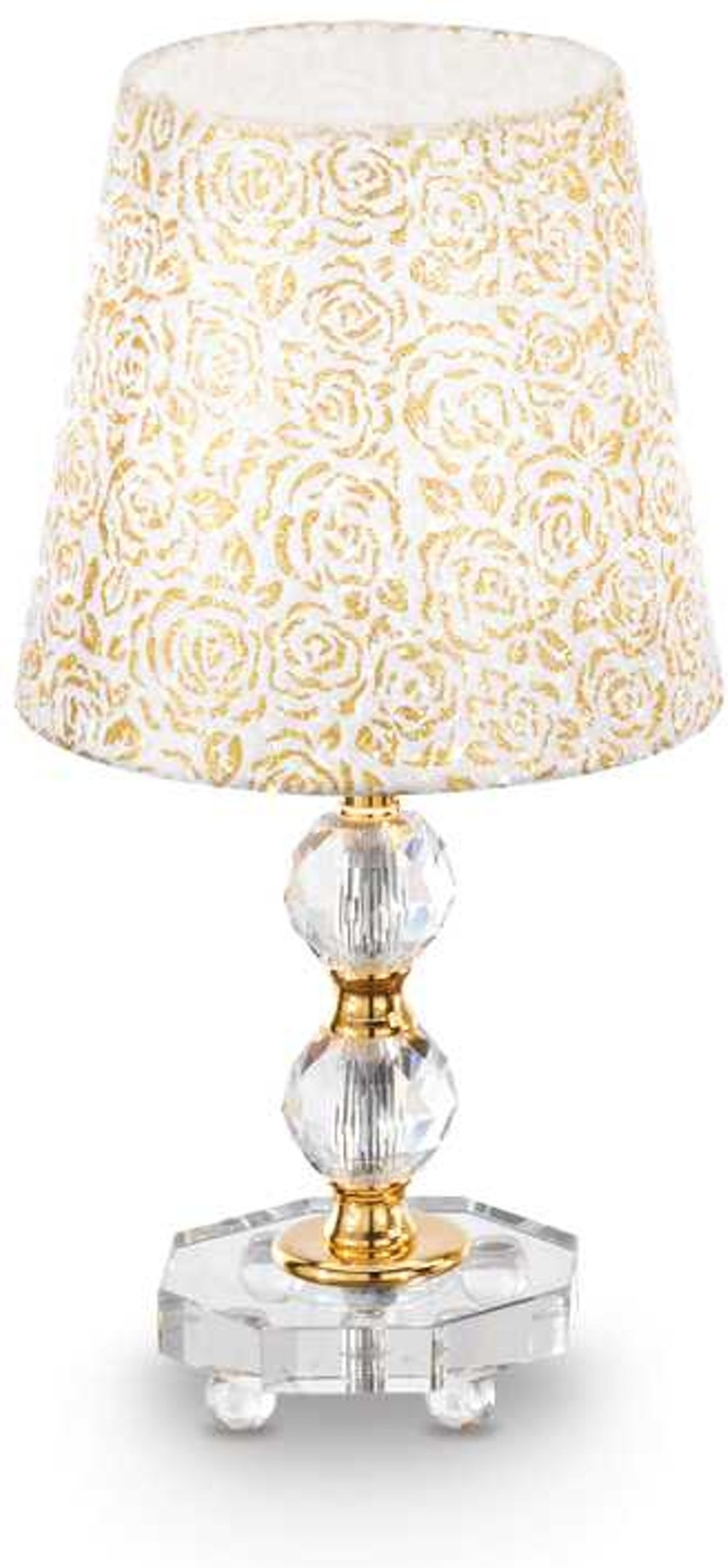 Bordlampe Ideal Lux Queen ø20   H36   Cm   Guld Metal Og Krystal