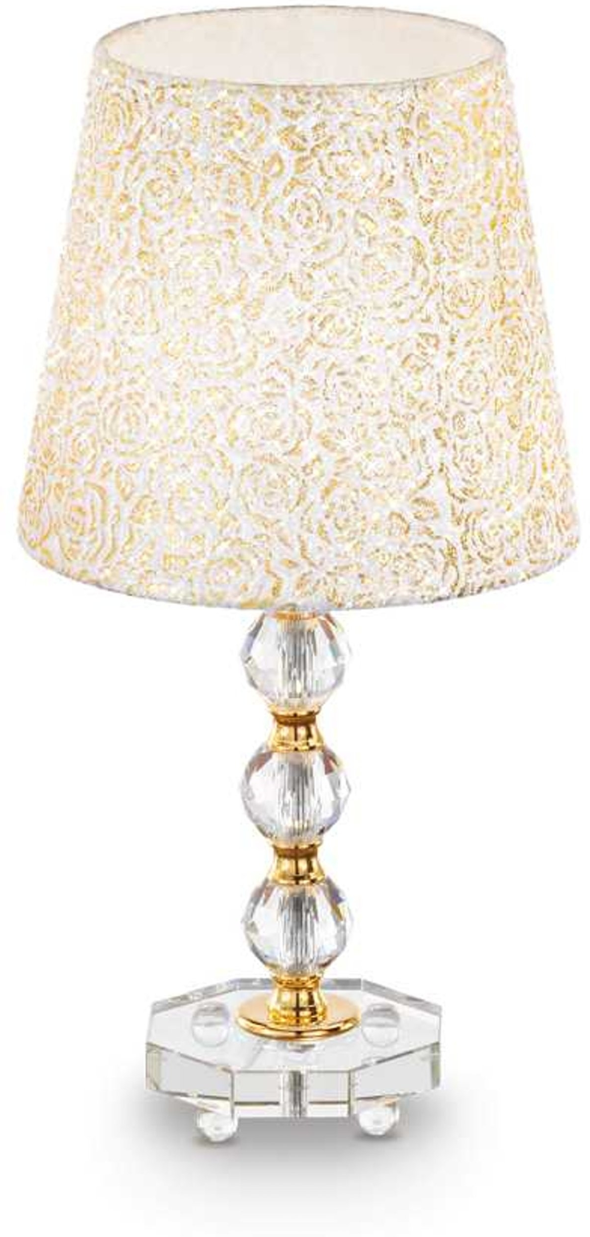 Bordlampe Ideal Lux Queen ø25   H46   Cm Guldfarvet Metal  Glas   Stof