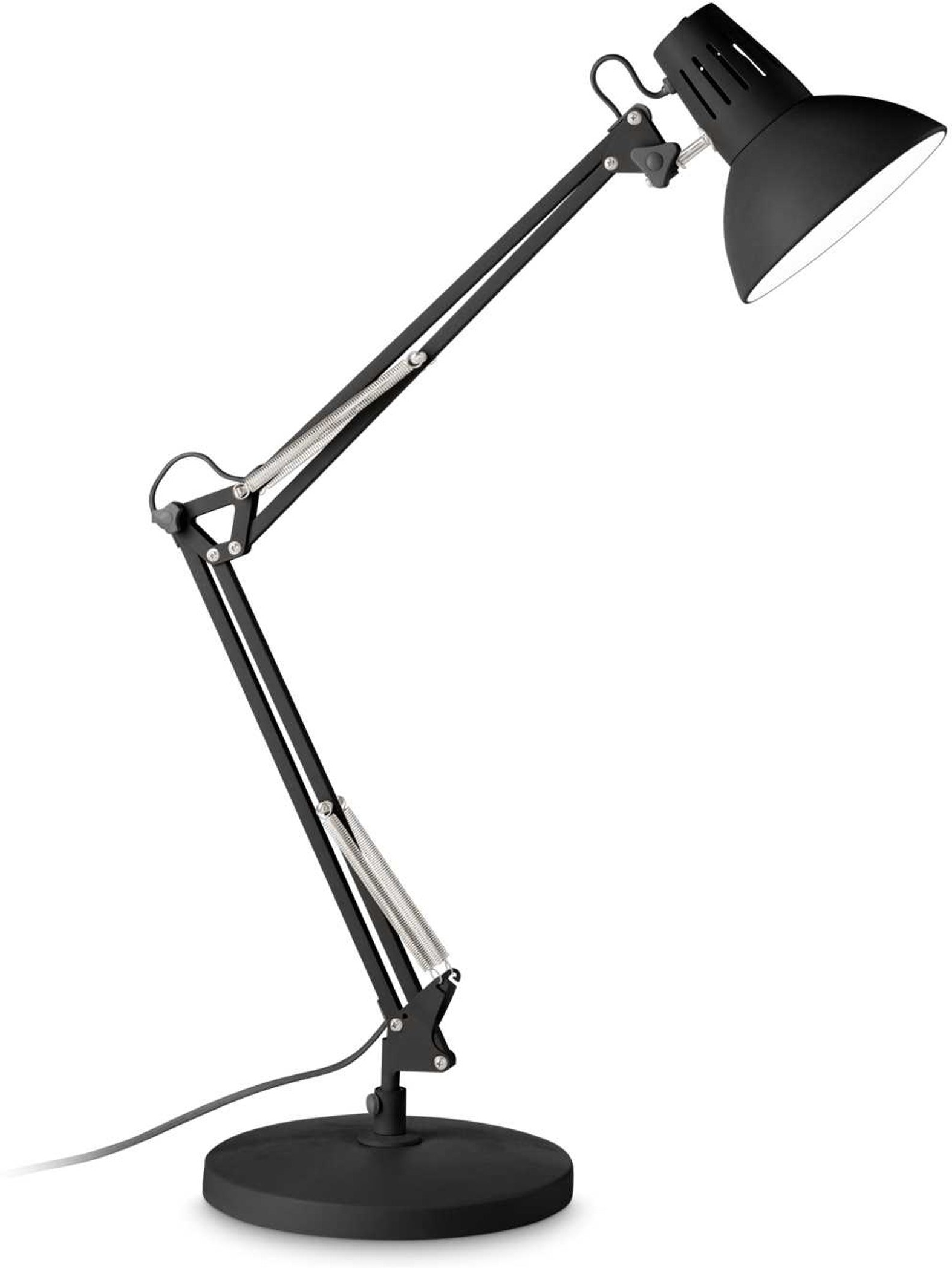 Bordlampe Ideal Lux Wally Sort Metal H58 Cm Med Justerbar Arm