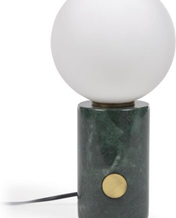 Bordlampe Kave Home Lonela Vintage Og Moderne Grøn Marmor Med Frostet Glaskuppel H29   ø15 Cm