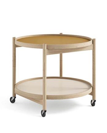 Brdr  Krüger Bølling Bakkebord 60 Cm  Eg Ubehandlet  Bakke  : Gul Cream   Bakke  : Sort Hvid  : Erling Christensen Møbler