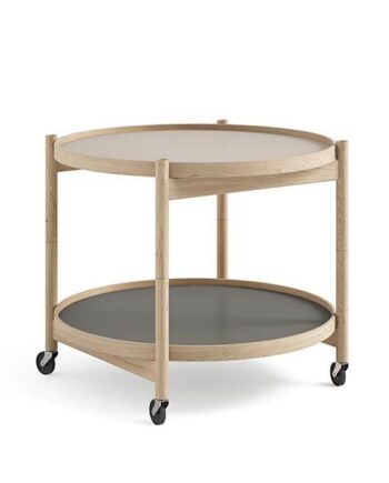 Brdr  Krüger Bølling Bakkebord 60 Cm  Eg Ubehandlet  Bakke  : Lys Grå Mørk Grå   Bakke  : Sort Hvid  : Erling Christensen Møbler